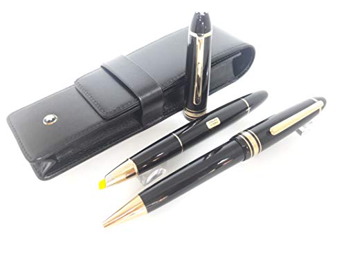 MONTBLANC 02100 Set Document Marker- Ballpoint Pen- 2 Pen Pouch