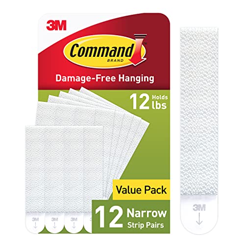 Command Narrow Picture Hanging Strips, White, 12-Pairs (PH207-12NA)
