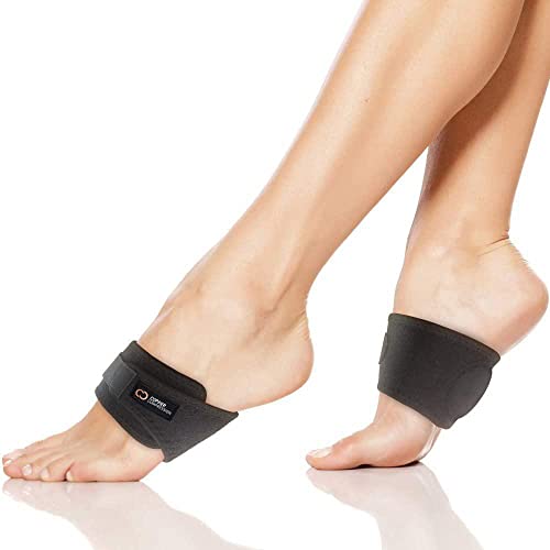 Copper Compression Adjustable Padded Arch Support – Orthopedic Brace – 2 Plantar Fasciitis Braces/Sleeves. Heel Spurs, Feet Pain Relief, Flat & Fallen Arches, Flat Feet (1 Pair – One Size Fits All)