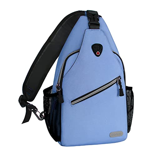 MOSISO Sling Backpack, Multipurpose Crossbody Shoulder Bag Travel Hiking Daypack, Airy Blue, Medium