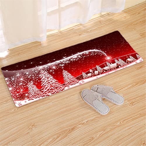 Flo-mynse Mynse 70.8″x24″ Soft Area Carpet for Living Room Hallway Kitchen Decoration Long with Anti-Slip Area Rugs Snow White and Red