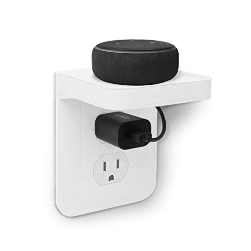 ALLICAVER Outlet Shelf, Wall Holder for Kitchen Organization Space Saving Solution for Google Home, Homepod Mini, Smart Speakers, Cellphones, Electric Toothbrush and More (White-Standard)