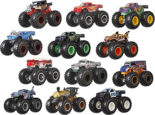 Hot Wheels Monster Trucks, Set of 12 1:64 Scale Die-Cast Toy Trucks for Kids and Collectors, Styles May Vary [Amazon Exclusive]