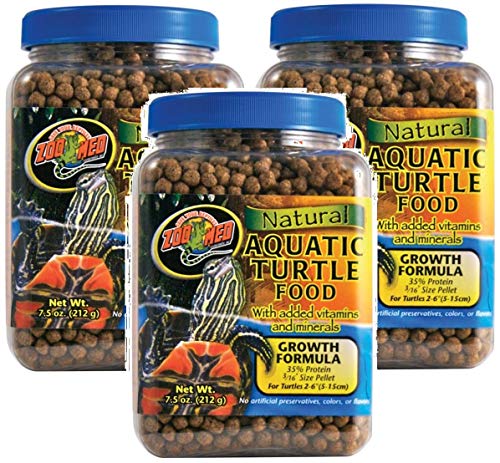 Zoo Med 3 Pack of Natural Aquatic Turtle Food with Growth Formula, 7.5 Ounces Per Container