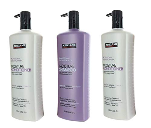 Kirkland Signature Shampoo & Conditioner Bundle- Includes One Professional Salon Formula Moisture Shampoo (33.8 Fl. Oz) and Two Professional Salon Formula Conditioner (33.8 Fl. Oz Each)