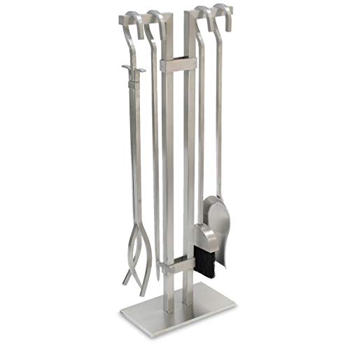 Pilgrim Home and Hearth Sinclair Fireplace Tool Set, 29″ Tall, Brushed Stainless Steel