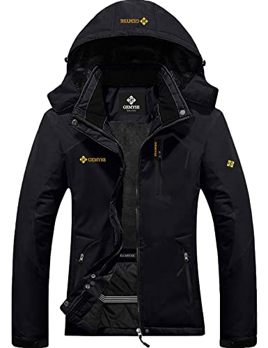 GEMYSE Women’s Mountain Waterproof Ski Snow Jacket Winter Windproof Rain Jacket（Black，Medium）