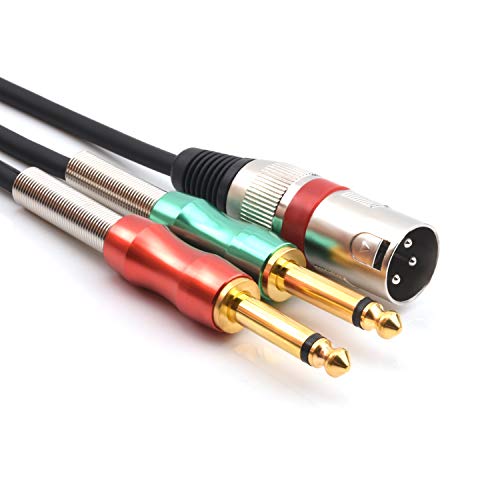 SiYear XLR 3 Pin Male to Double 6.35mm 1/4″ TS Male Y Splitter Cable, Dual Mono Male (1/4 inch) 6.35mm to XLR Male Plug Stereo Microphone Cables(3.3Feet)