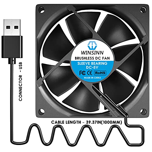 WINSINN DC 80mm USB Fan 5V 8025 Sleeve Bearing Brushless Cooling 80mmx25mm 2PIN (Pack of 2Pcs) | The Storepaperoomates Retail Market - Fast Affordable Shopping