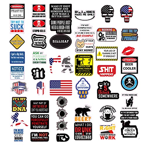 100 Hard Hat Stickers, Tool Box, Hood, Thermos, Helmet Decals, 100% Vinyl and Waterproof! Funny Stickers for Adults, Mechanics, Electricians, Union, Oilfield, Military, Construction, Welders