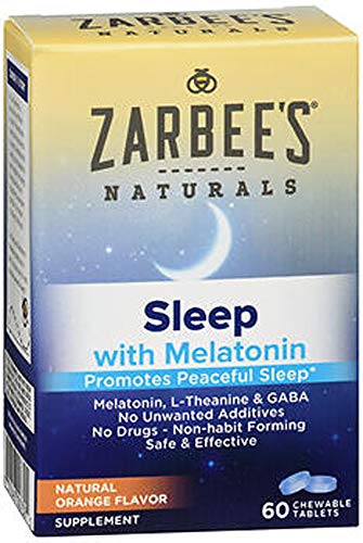 Zarbee’s Naturals Sleep Melatonin, Orange Flavor, 60 Chewable Tablets (Pack of 2)