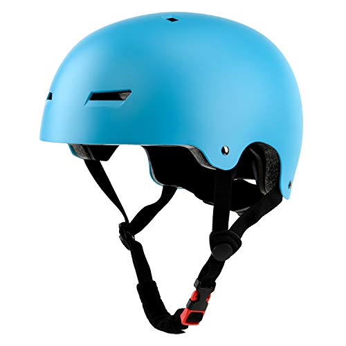 Adult Skateboard Bike Helmet for Men Women Lady, Lightweight Adjustable, Multi-Sport for Roller Skate Inline Skating Scooter Rollerblade (Blue)