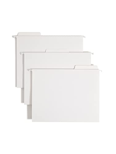Smead FasTab Hanging File Folder, 1/3-Cut Built-in Tab, Letter Size, White, 20 per Box (64002)