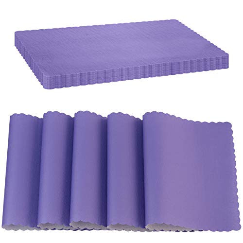 Paper Placemat Disposable, Purple Place Mats with Scalloped Edges, Durable Paper Placemat for Holiday Wedding Party Supplies Decor, 9.75 X 14 Inches, Pack of 50 – by SparkSettings