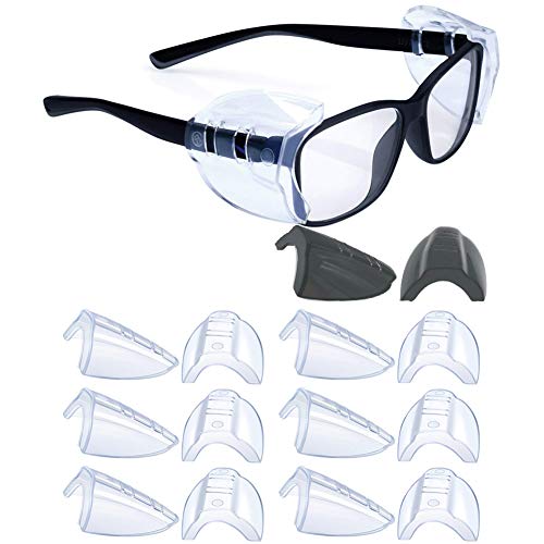 KMDJG 7 Pairs Safety Glasses Side Shields,Slip on Side Shields,Fits Small to Medium Eyeglasses Frames(6 Pairs Clear and 1 Pair Transparent Black)