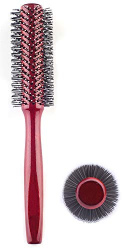 Small Round Hair Brush for Blow Drying With Soft Nylon Bristles, 1.6 Inch, for Short or Medium Curly Hair-Red