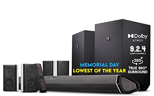 Nakamichi Shockwafe Ultra 9.2.4 Channel 1000W Dolby Atmos/DTS:X Soundbar with Dual 10″ Subwoofers (Wireless) & 4 Rear Surround Speakers. Enjoy Plug and Play Explosive Bass & High End Cinema Surround