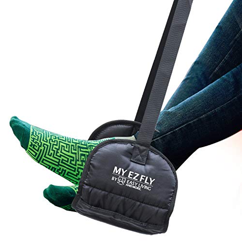 My EZ Fly | Premium Airplane Foot Rest Hammock with Memory Foam and Stable Base | Comfortable Foot Rest for Under Desk at Work Or Travel | Must-Have Travel Accessories | Airplane Footrest