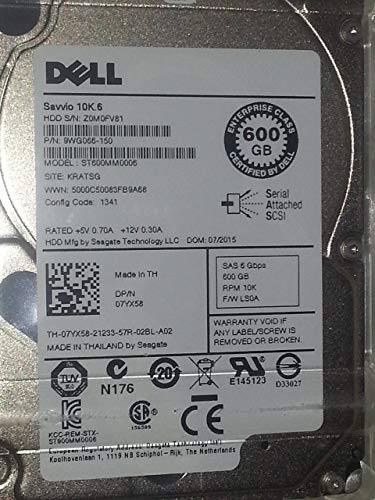 7YX58 DELL 600GB 10K 6G SED SFF SAS HDD (Certified Refurbished)