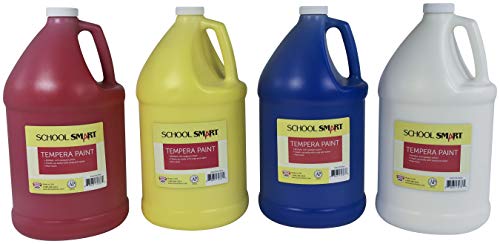 School Smart 2002800 Tempera Paint Set, Grade: Kindergarten to 12, Gallons, Assorted (Pack of 4)