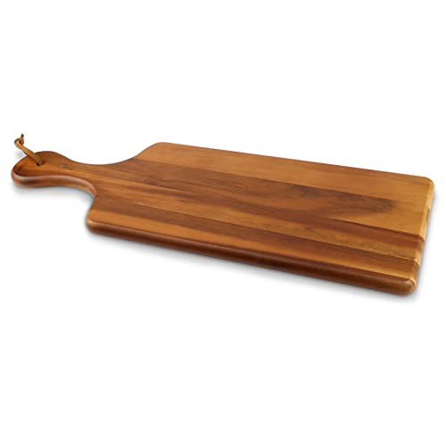 AIDEA Acacia Wood Cutting Board with Handle, Wooden Cheese Board Charcuterie Boards for Bread, Meat, Fruits, Cheese and Serving, Food Serving Tray for Kitchen, 17 x 6 inch