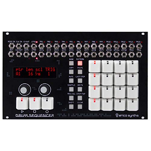 Erica Synths Drum Sequencer Eurorack Sequencer Module with Sixteen Trigger Outs, Twelve Accent Outs, a CV and