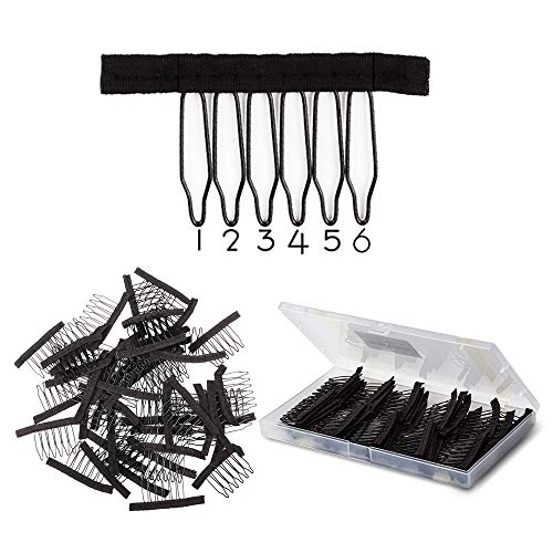 Wig Combs 60 Pcs Black Big Stainless Steel Wig Combs for Making Wigs Metal Wig Clips for Wig Caps Diy