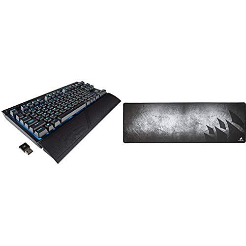 CORSAIR K63 Wireless Special Edition Mechanical Gaming Keyboard, Backlit Ice Blue Led, Cherry MX Red – Quiet & Linear and CORSAIR MM300 – Extended Mouse Mat