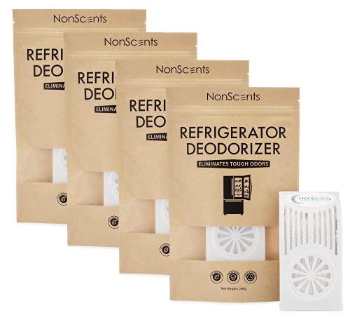 NonScents Refrigerator Deodorizer (4-Pack) – Outperforms Baking Soda – Fridge and Freezer Odor Eliminator