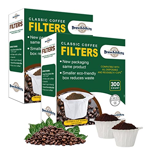 Brew Addicts 600 Paper Coffee Filters – Single-Use Coffee Filter for Keurig 1.0 & 2.0. Perfect Size and Quantity