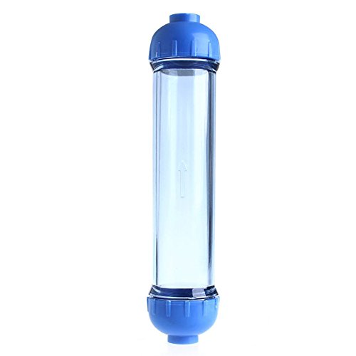 YOEDAF in-line Water Filter Housing Fill, 1/4inch Water Purifier T33 Shell Filter Tube Parts Kit Water Refillable Inline Filter Reverse Osmosis(Blue+Transparent)
