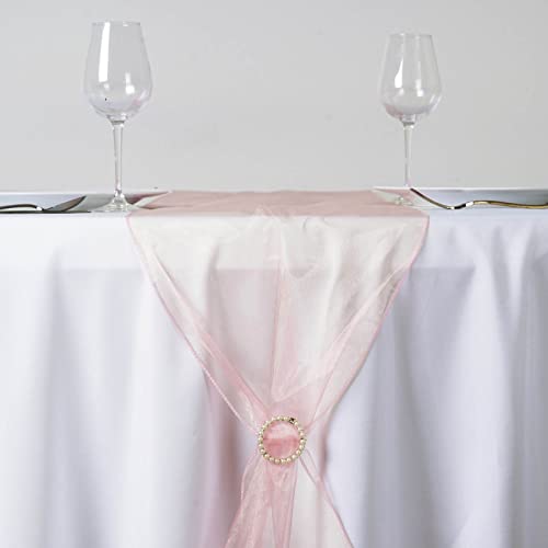 TABLECLOTHSFACTORY Blush Premium Organza Table Top Runner for Weddings Birthday Party Banquets Decor Fit Rectangle and Round Table
