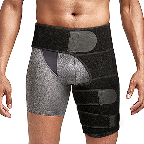 Hip Brace, Thigh Support with Lumber Belt Sciatica Relief Wrap Groin Support, Adjustable Hamstring Compression Sleeve for Pulled Injury Strain Tendonitis and Recovery, Fits Men Women