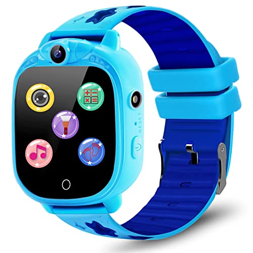 PROGRACE Kids Smartwatch with 90°Rotatable Camera Bluetooth Radio Kid Watch Touchscreen Music Pedometer Flashlight Games Alarm Clock Wearable Activity Trackers Kid Smart Watch Sport Watch for Boy Gift