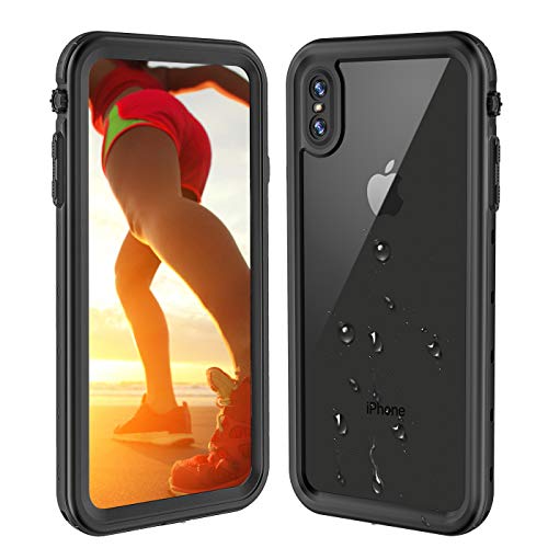 SYDIXON iPhone Xs Max Waterproof Case, iPhone Xs Max Cases Shockproof Underwater Full Body Impact Protective Case for iPhone Xs Max with Bulit-in Screen Protector (Transparent Black, 6.5 inch)