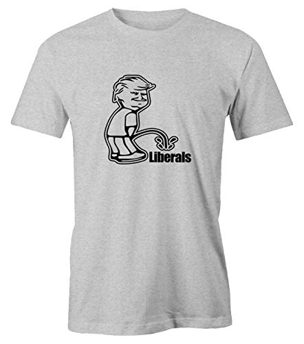 Donald Trump Peeing On Liberals Grey Funny T-Shirt (L) – Shipped from USA