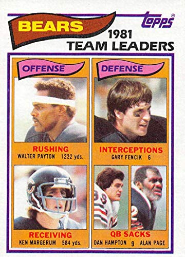 1982 Topps #292 Walter Payton/Gary Fencik/Ken Margerum/Dan Hampton/Alan Page Chicago Bears TL NFL Football Card NM-MT