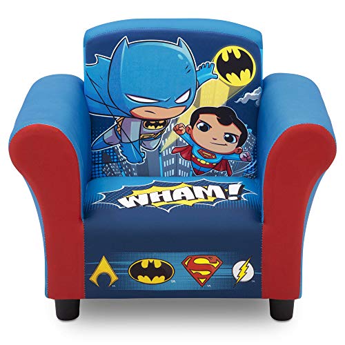 Delta Children Kids Upholstered Chair, DC Super Friends | Superman | Batman | The Flash | Aquaman