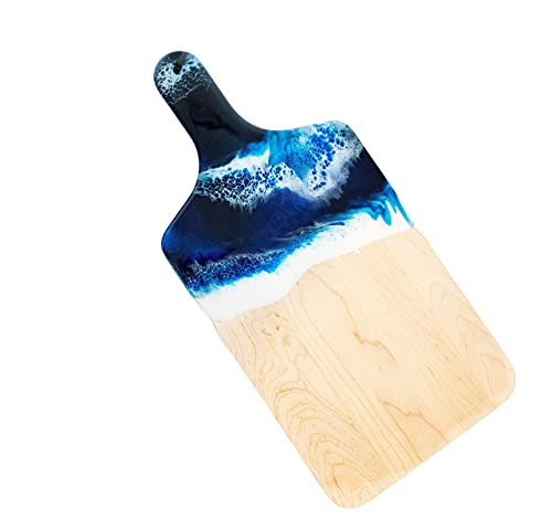 Ocean Theme Wood Cutting Board with handle or Cheese Serving Board Party Tray Coastal Decor