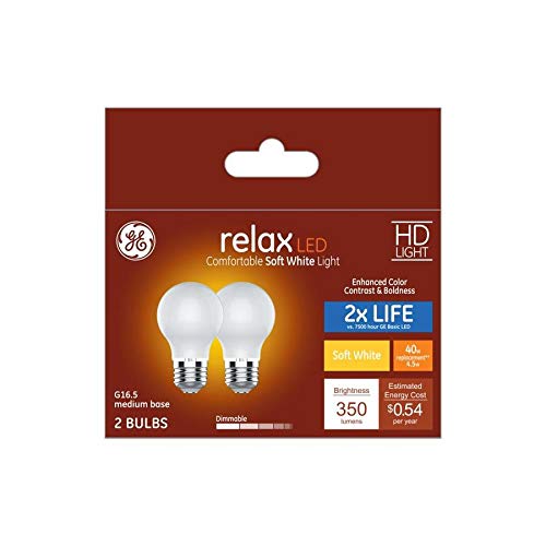 GE Relax 2-Pack 40 W Equivalent Dimmable Soft White G16.5 LED Light Fixture Light Bulbs Medium Base