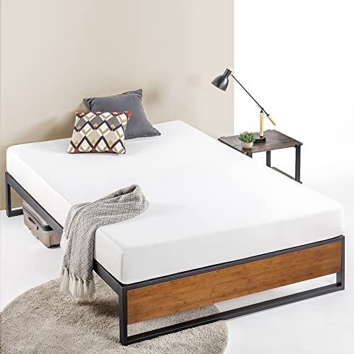 ZINUS GOOD DESIGN Award Winner Suzanne 14 Inch Bamboo and Metal Platforma Bed Frame / No Box Spring Needed / Wood Slat Support, Chestnut Brown, Queen