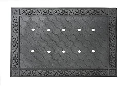 Toland Home Garden 850100 Recycled Rubber Holder Doormat Tray, 24″ x 36″, Black