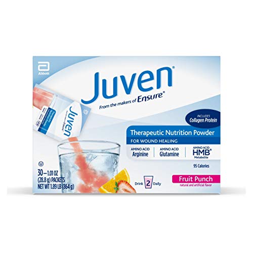 Juven Therapeutic Nutrition Drink Mix Powder for Wound Healing Support, Includes Collagen Protein, Fruit Punch, 1.01 Ounce (Pack of 30)