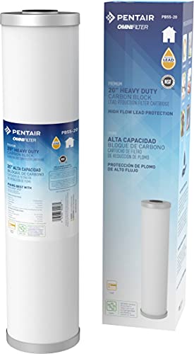 Pentair OMNIFilter PB55-20 Carbon Water Filter, 20-Inch, Whole House Premium Heavy Duty Carbon Block Lead Reduction Replacement Cartridge, 20″ x 4.5″, 0.5 Micron