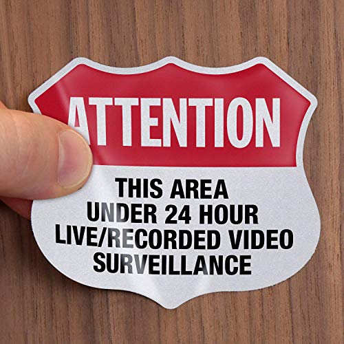 SmartSign”Attention – Area Under 24 Hour Video Surveillance” Five Pack of 2.75″x3.25″ EG Reflective Adhesive Labels