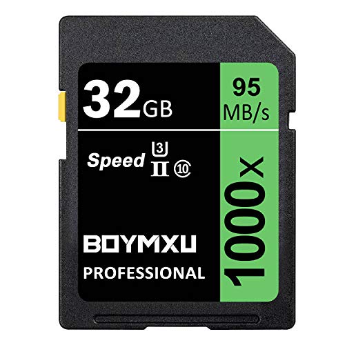 32GB Memory Card U3, BOYMXU Professional 1000 x Class 10 Card U3 Memory Card Compatible Computer Cameras and Camcorders, Camera Memory Card Up to 95MB/s, Green/Black