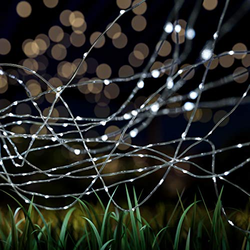 Home Pure Garden Outdoor Starry String Solar Powered Cool White Fairy 100 LED 8 Lighting Modes for Patio, Backyard, Events