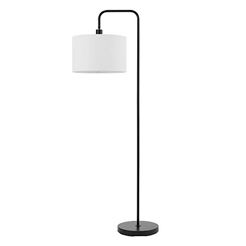 Globe Electric 67065 58″ Floor Lamp, Matte Black, White Linen Shade, On/Off Socket Rotary Switch, Floor Lamp for Living Room, Floor Lamp for Bedroom, Home Improvement, Home Office Accessories