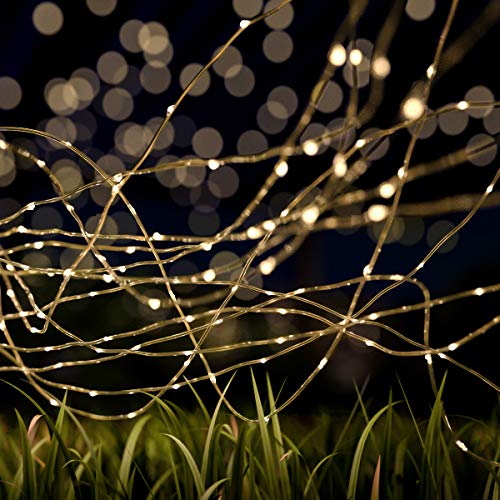 Pure Garden Warm White Outdoor Starry String Solar Powered Fairy 100 LED 8 Lighting Modes for Patio, Backyard, Events, 1 Pack