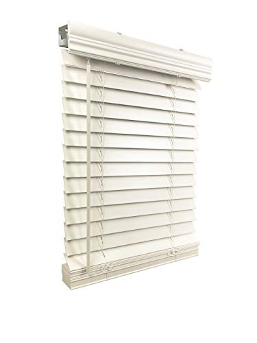 US Window And Floor 2″ Faux Wood 30.5″ W x 60″ H, Inside Mount Cordless Blinds, 30.5 x 60, White